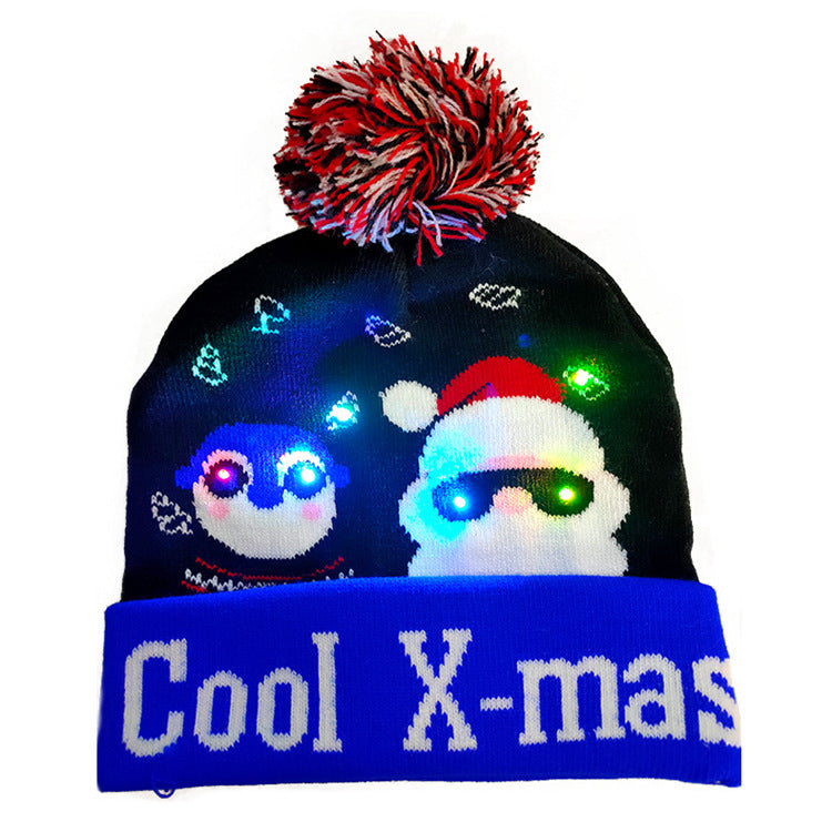 LED Christmas Beanie - Light-Up Knitted Holiday Hat