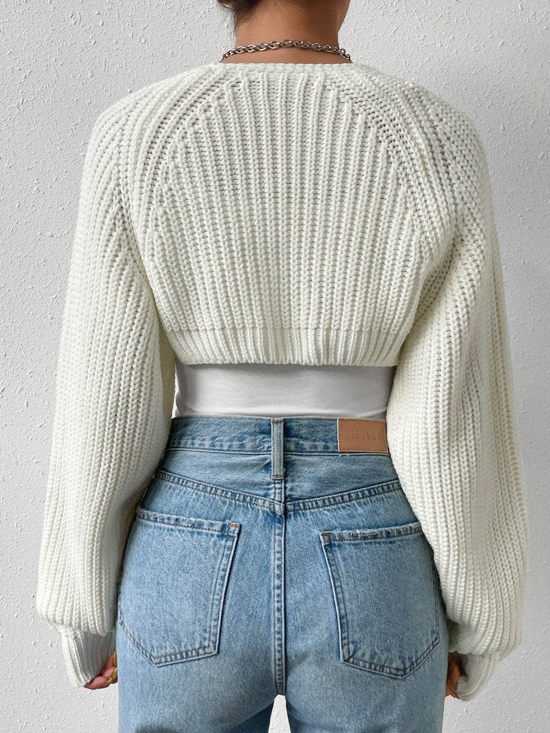 Honey Open Front Long Sleeve Cropped Cardigan - Fashions Envy