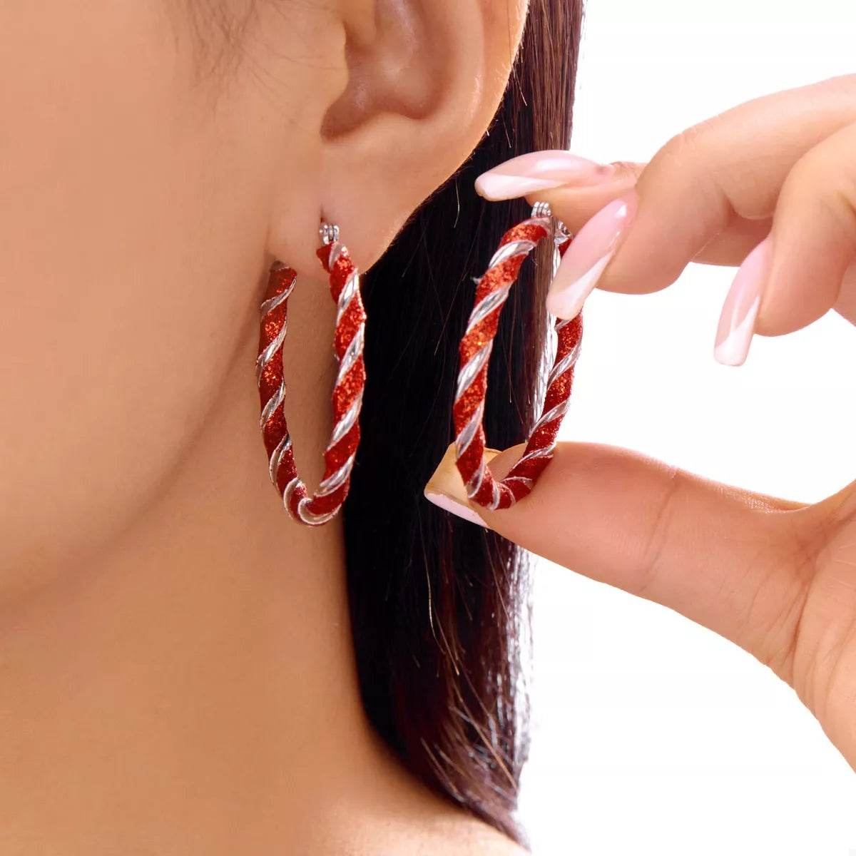 Holiday-Themed Colorful Hoop Earrings - Fashions Envy