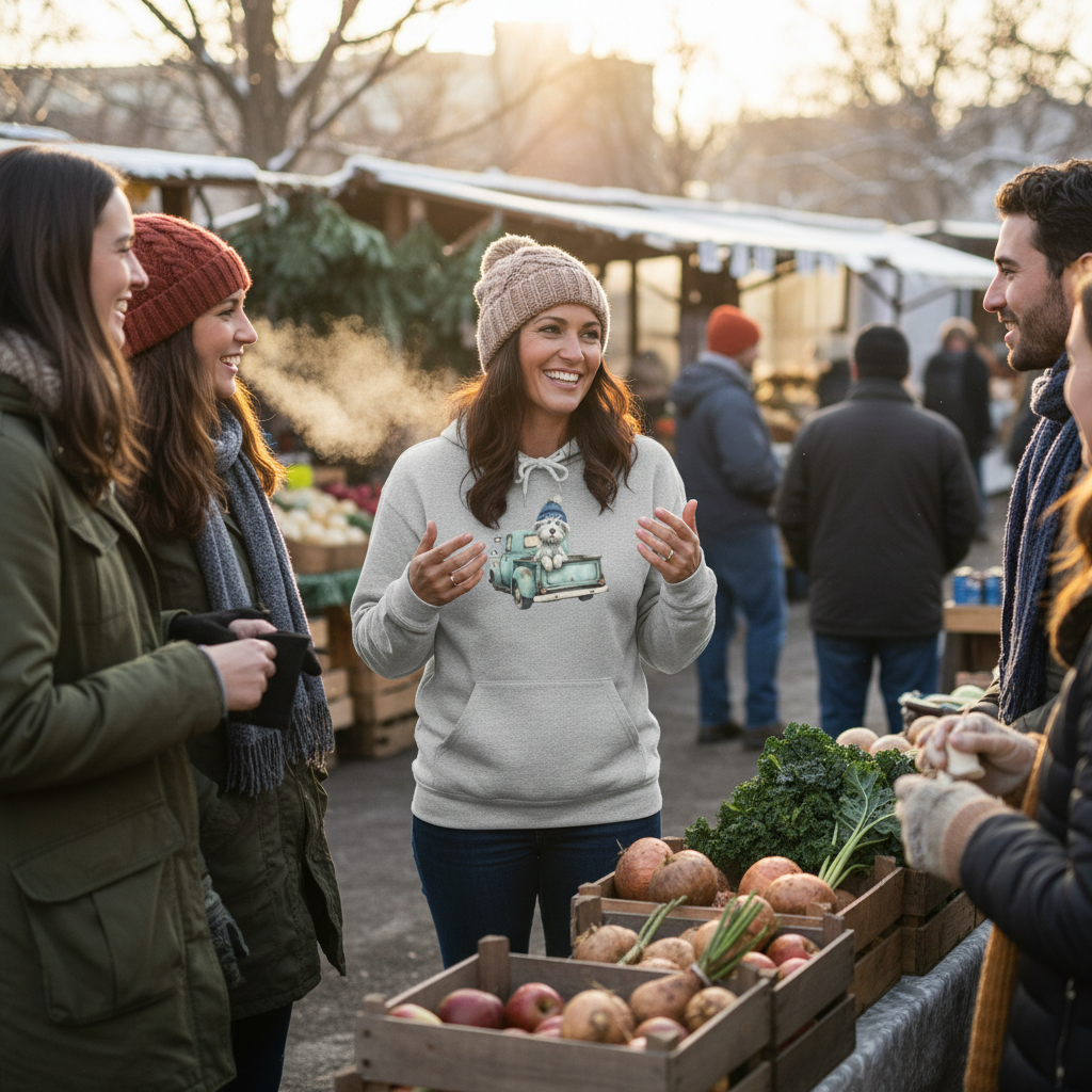 Cozy Winter Pup Hoodie Lifestyle 4