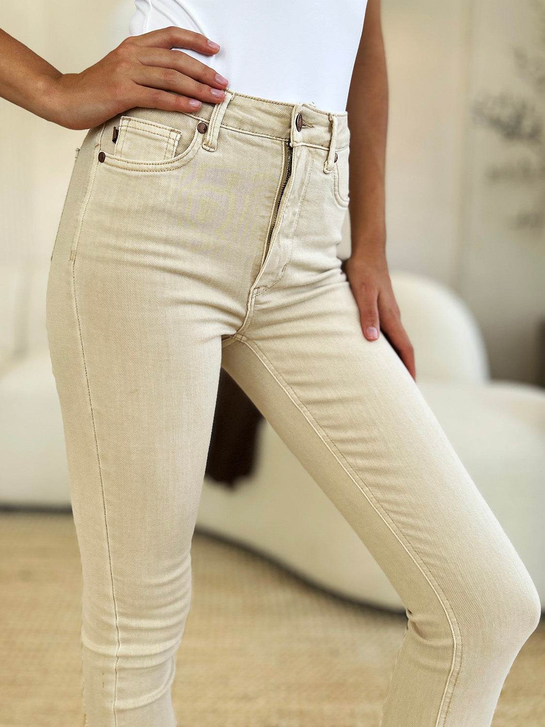 Judy Blue Full Size Garment Dyed Tummy Control Skinny Jeans - Fashions Envy