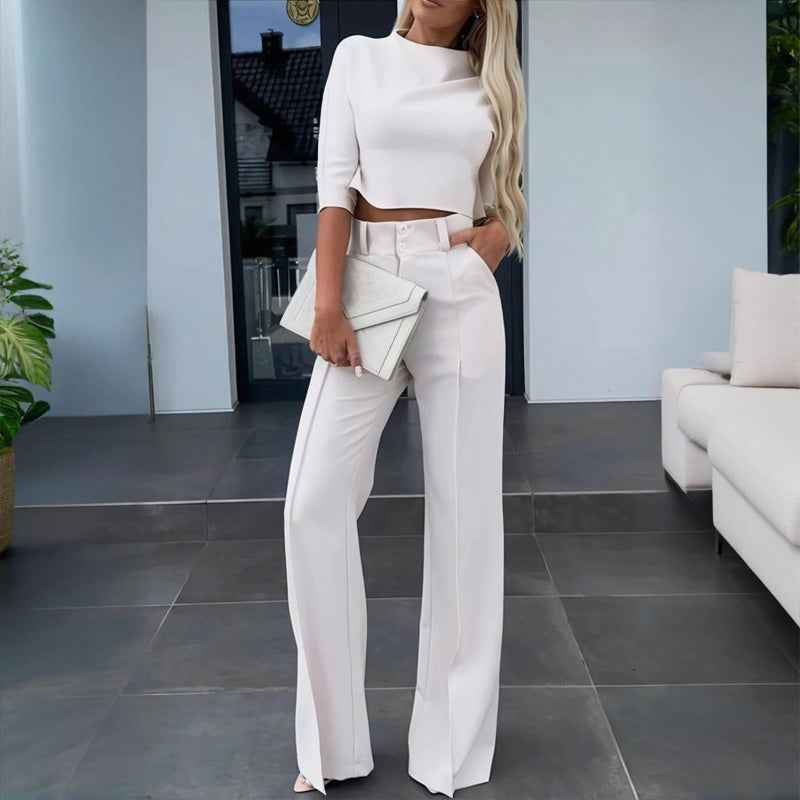 Professional Two-Piece Set - Cropped Top & Pants