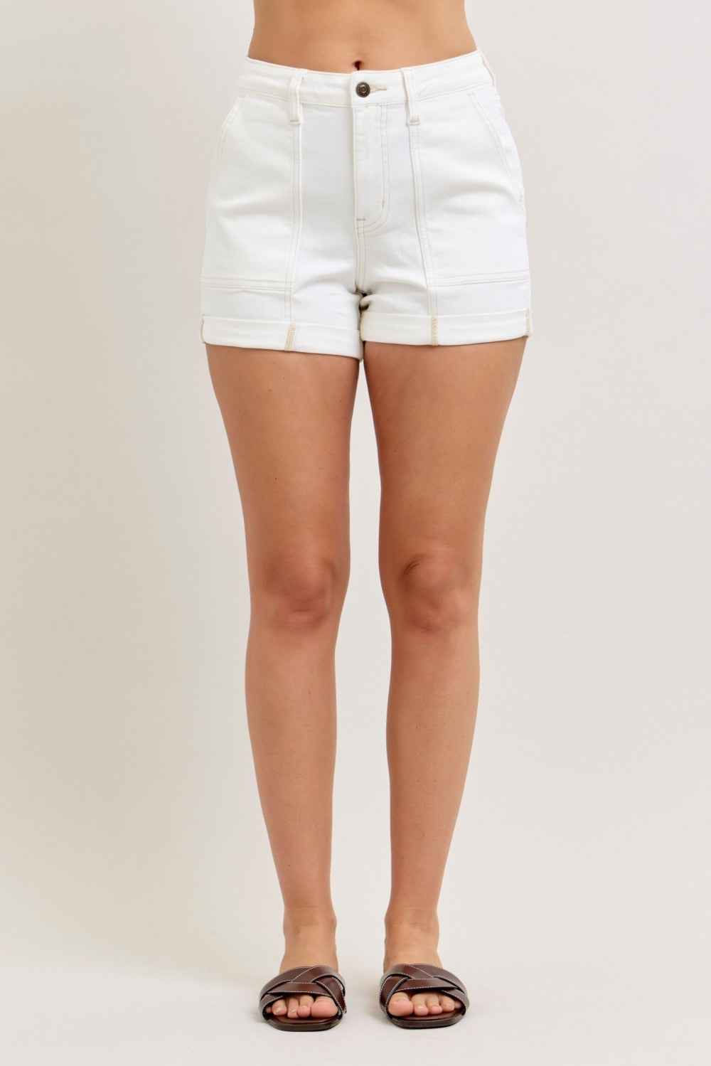 High Waist Denim Shorts - Judy Blue Double Rolled Cuff