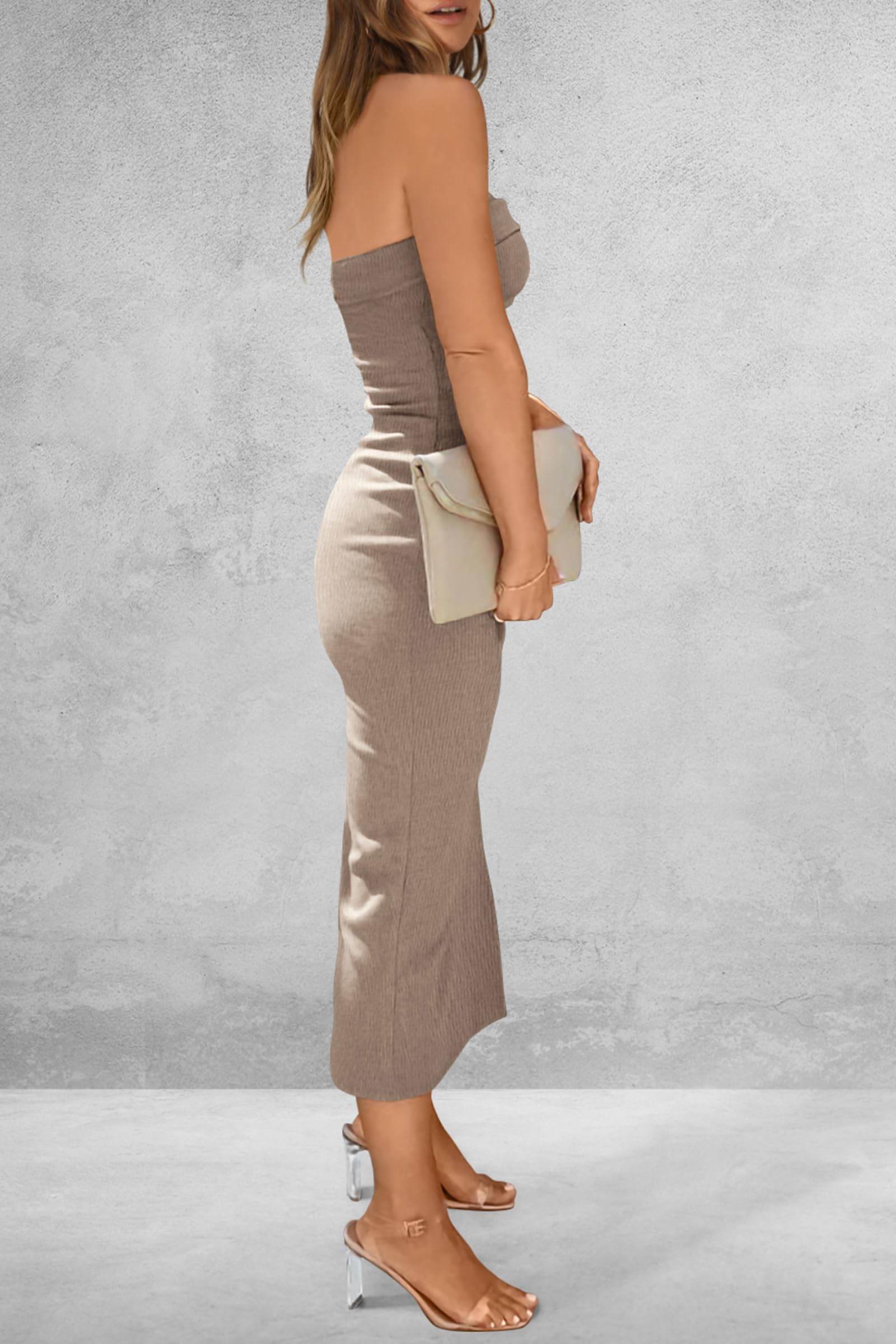 Slit Tube Midi Dress - Fashions Envy