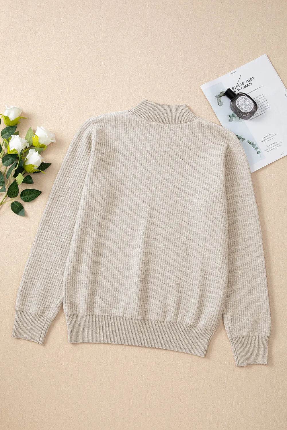 Mock Neck Long Sleeve Sweater - Fashions Envy