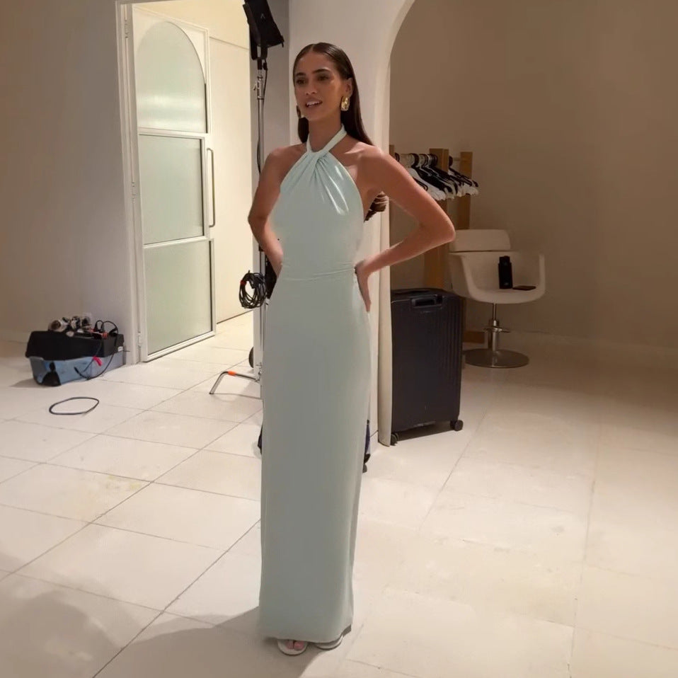 Halter Backless Maxi Dress - Elegant Formal Gown
