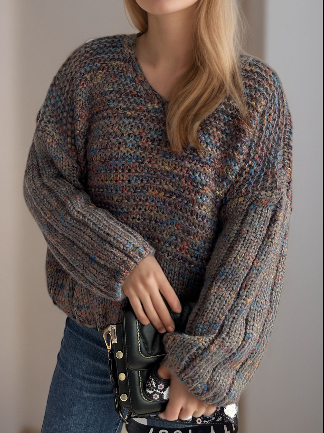 Dropped Shoulder Sweater - Cozy Long Sleeve Style