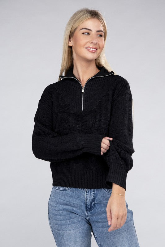 Easy-Wear Half-Zip Pullover Sweatshirt