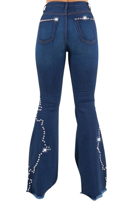 High Rise Santa Fe Bell Bottom Jeans - Inseam 32"