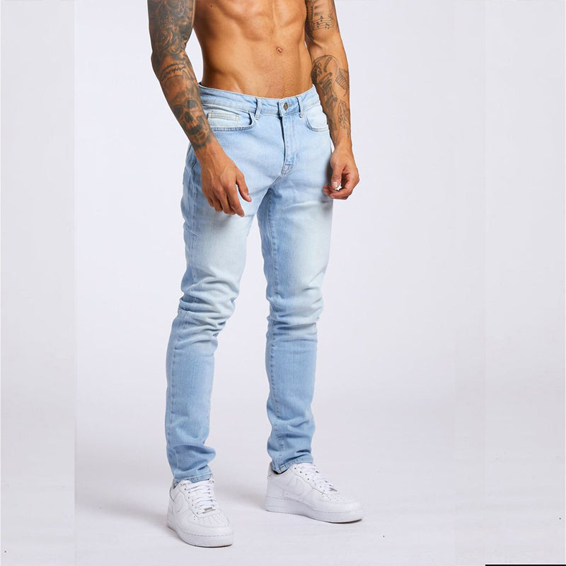 Men's High Waist Slim Fit Jeans - Casual Fashion Denim