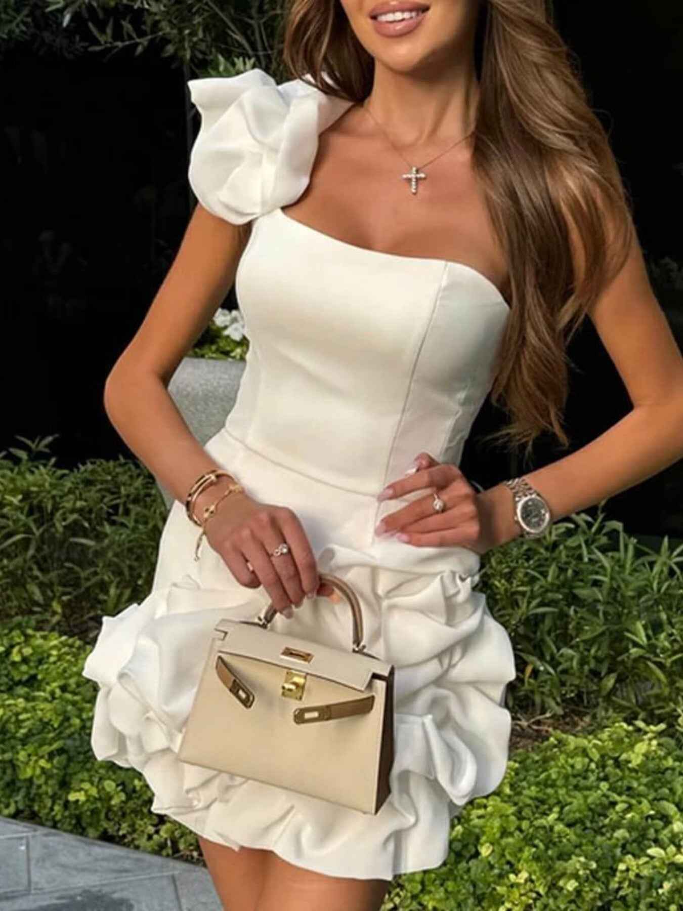 One Shoulder Ruffle Mini Dress - Flirty Occasion Style