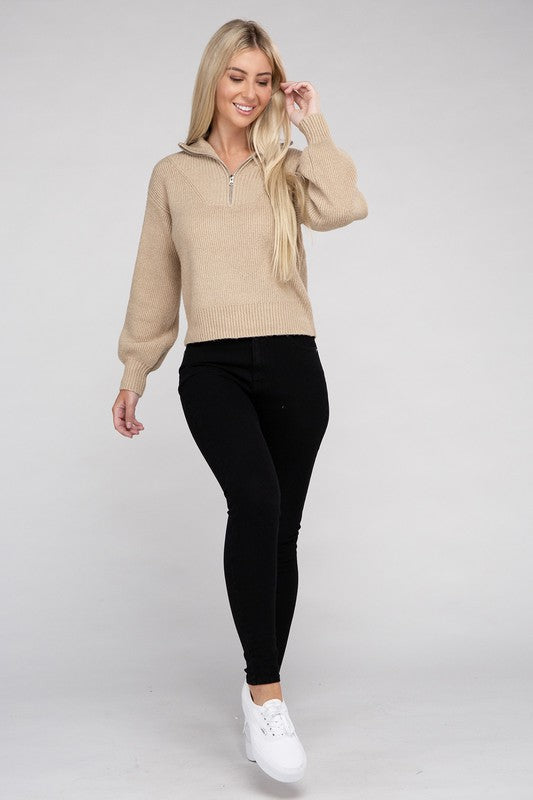 Easy-Wear Half-Zip Pullover Sweatshirt