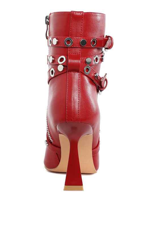 Jacinta Slim Flared Heel Strappy Boots