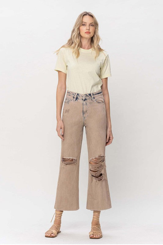 Distressed Casual 90s Vintage Crop Flare