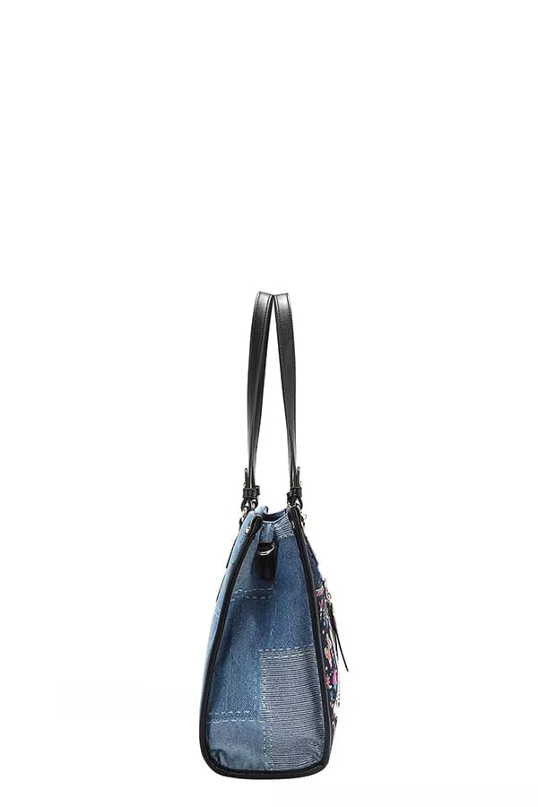 Stylish Denim Tote Bag with Durable Handles and Unique Design for Everyday Use