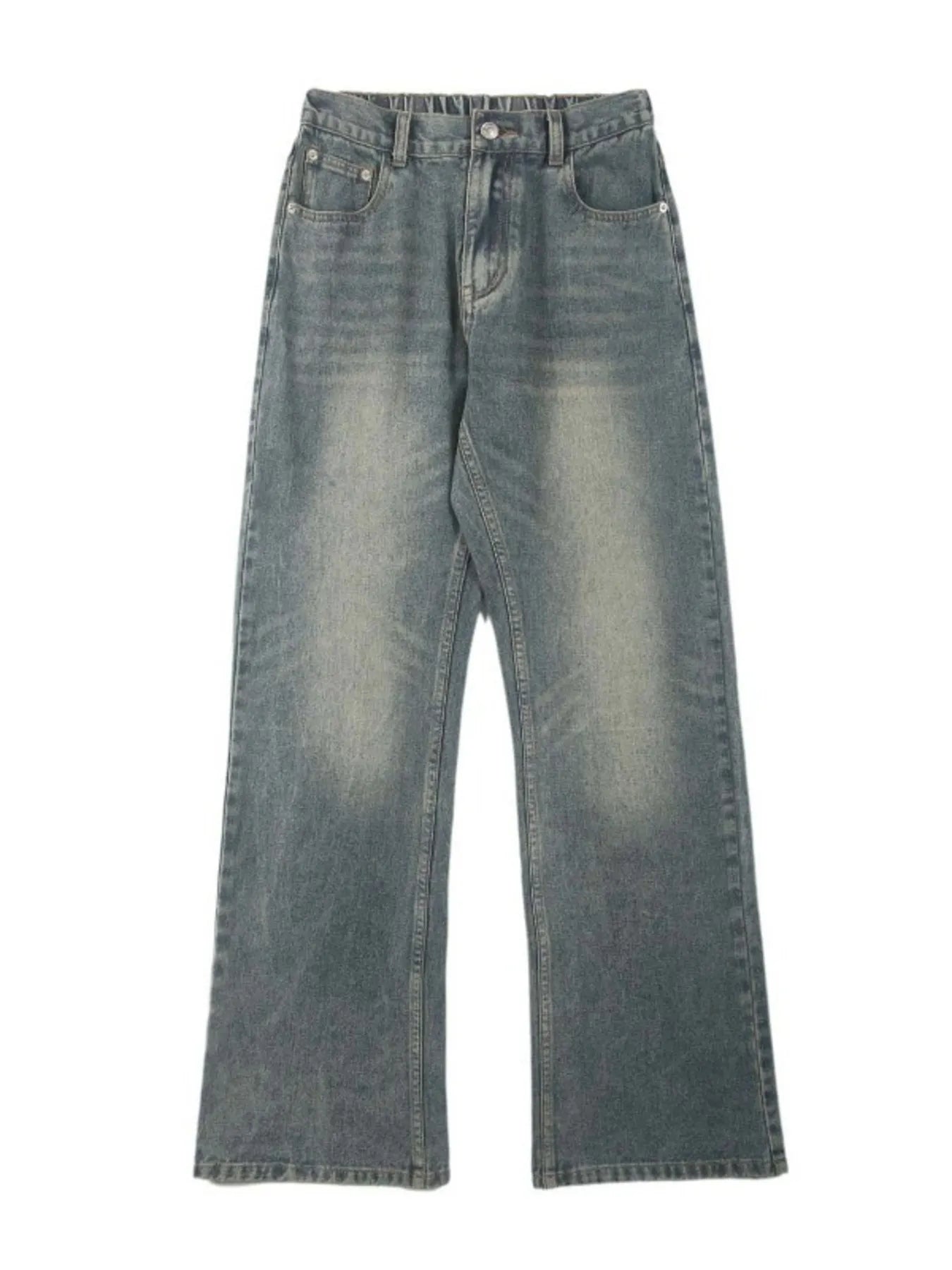Trendsi faded gray denim men's plus size straight leg jeans with five pocket design and relaxed fit