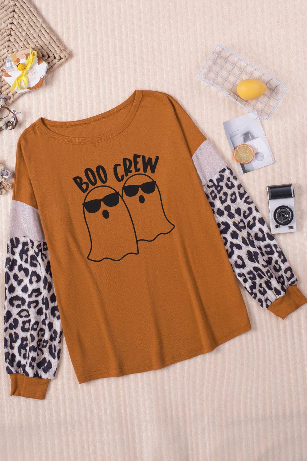 BOO CREW Ghost Graphic Round Neck T-Shirt - Fashions Envy