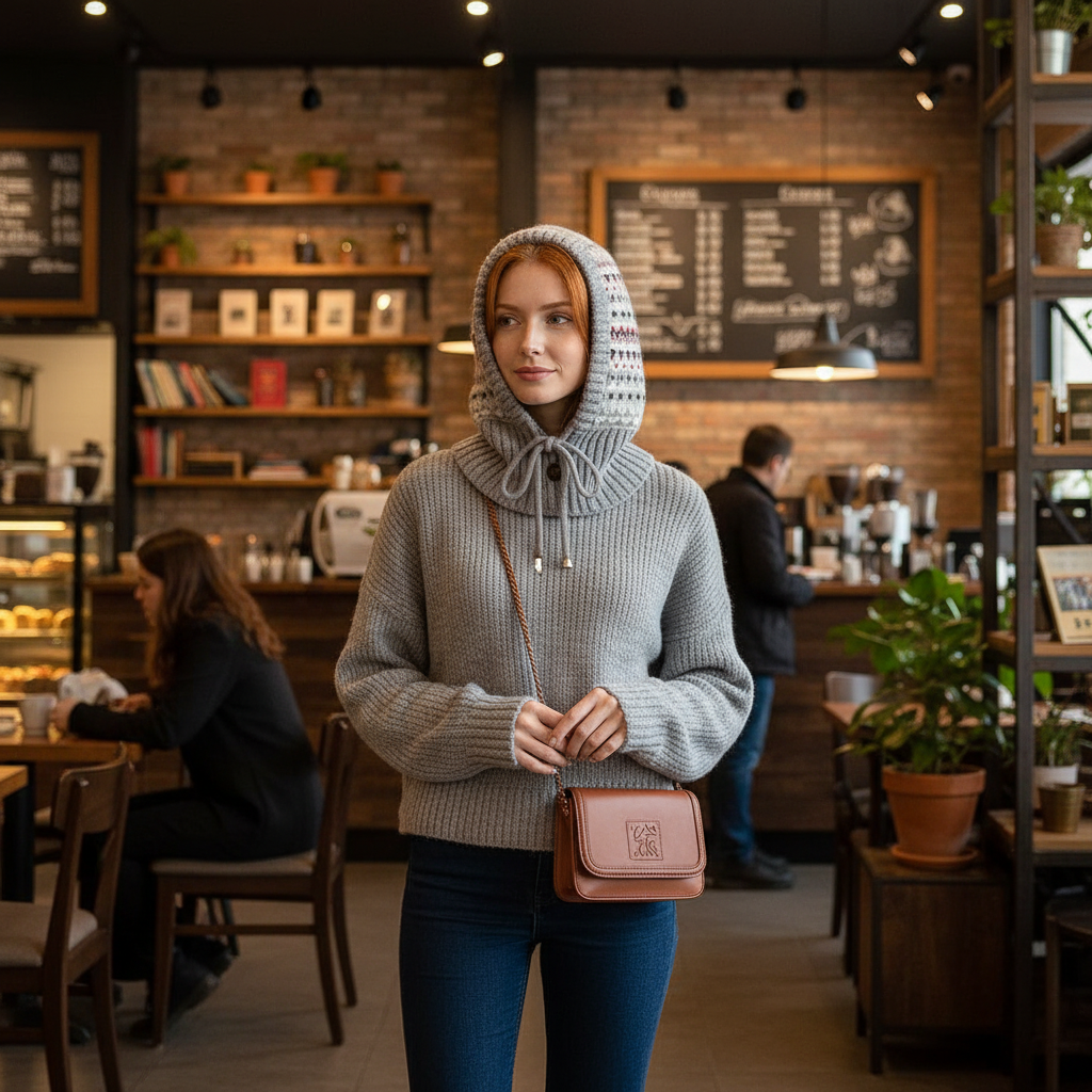 Drawstring knitted hat lifestyle 2