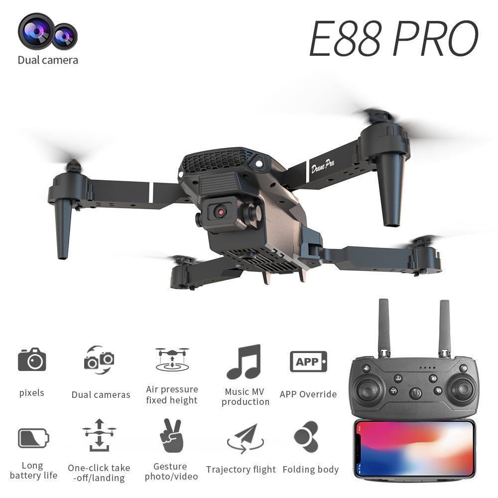Trendsi E88 dual camera drone folding quadcopter with remote control and smartphone mount