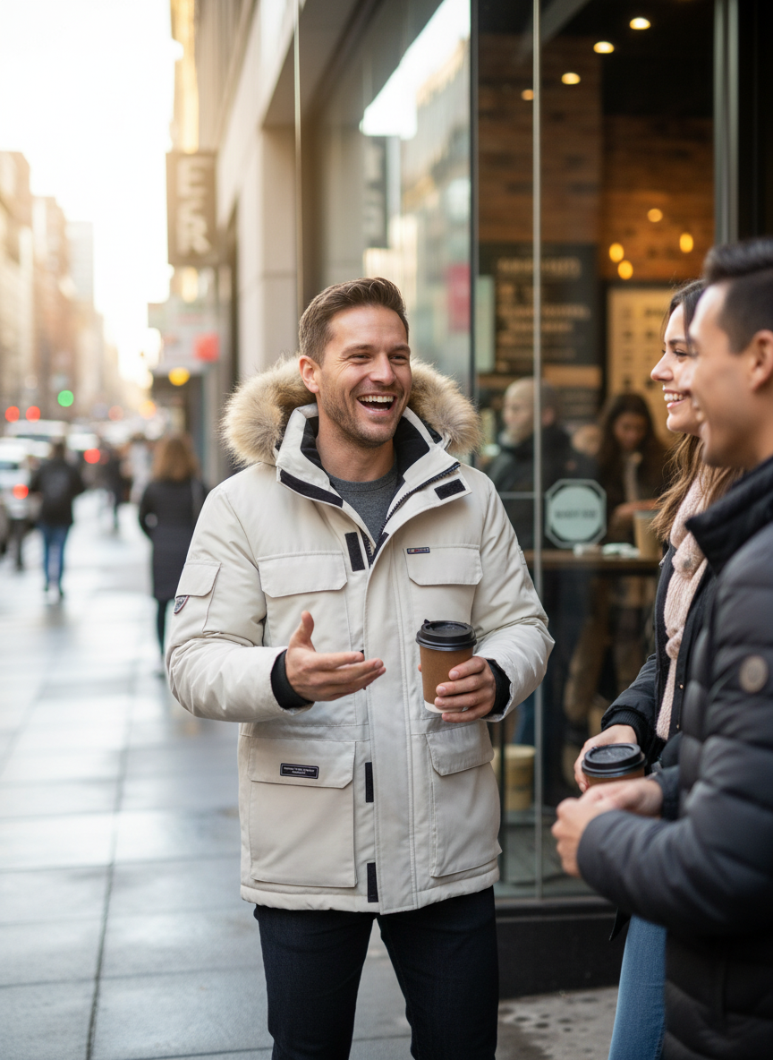 Dusty Blue Parka Lifestyle Image