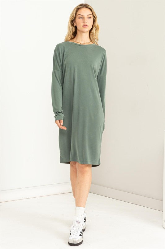 Drop Shoulders Class and Charm Oversized Midi Dress