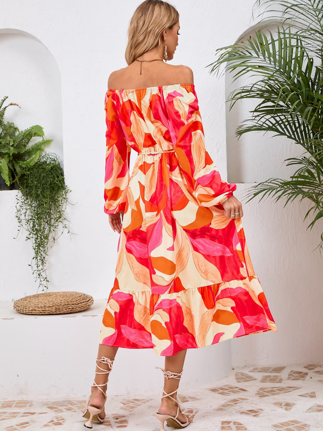 Floral Printed Long Sleeve Midi Dress