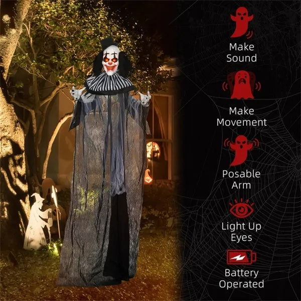 6ft Motion Activated Scary Clown - Halloween Decoration - Fashions Envy