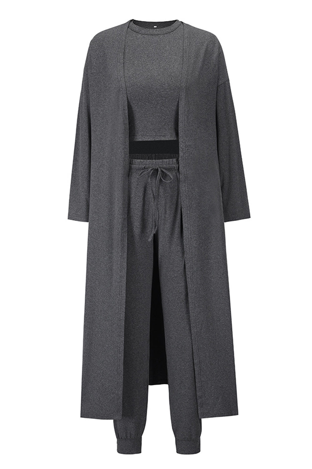 Crop Tank Top & Capri Pants with Long Cardigan Set