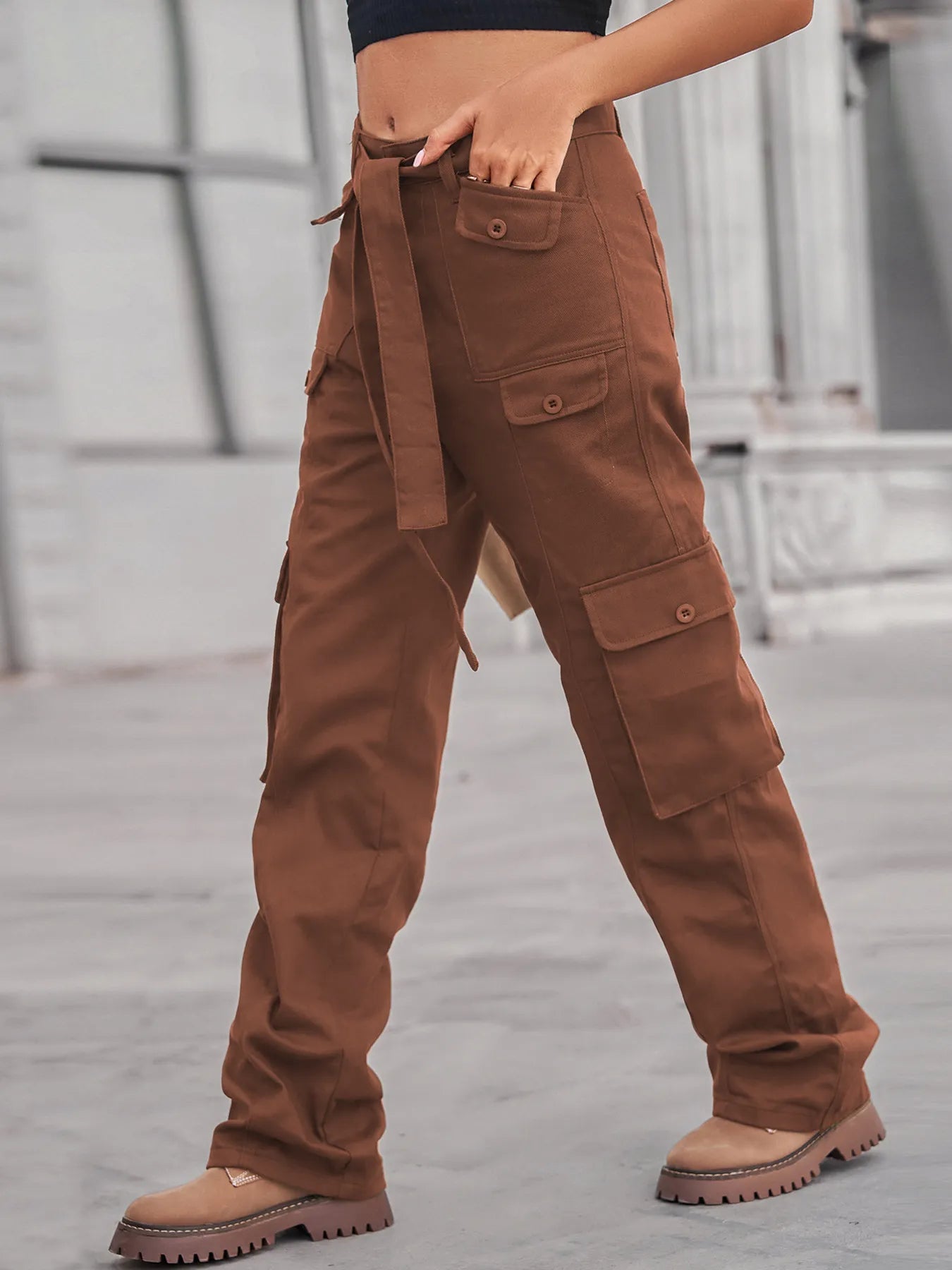 High-Waisted Cargo Jeans - Multi-Pocket Denim Pants - Fashions Envy