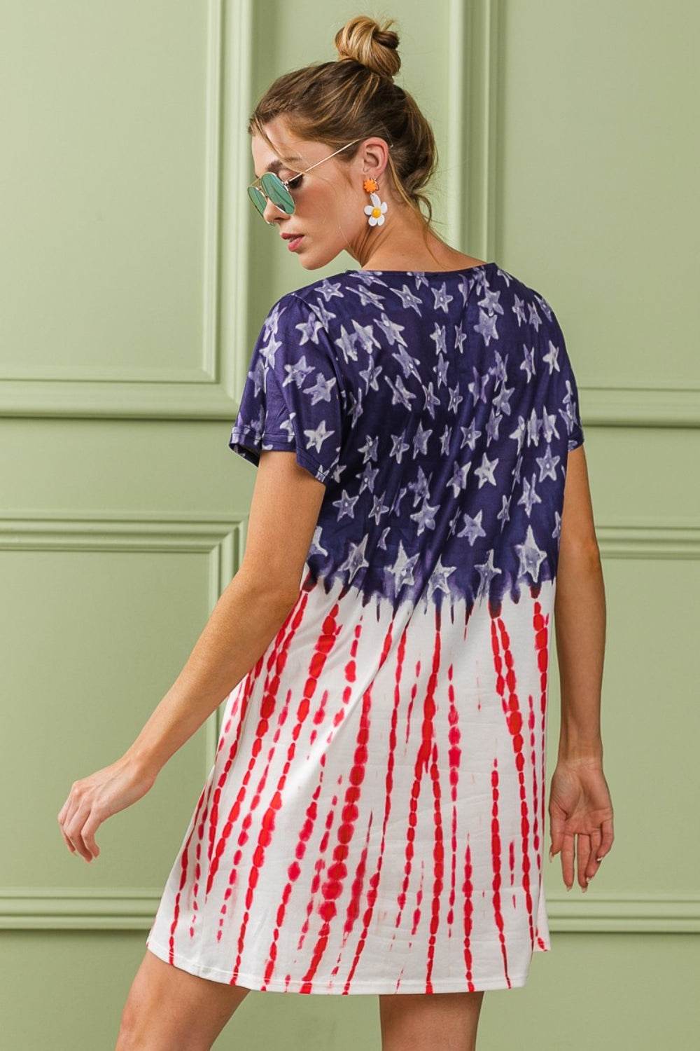 BiBi American Flag Theme Tee Dress - Fashions Envy