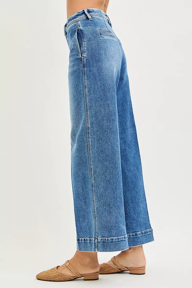 RISEN Wide Leg Jeans - Women's Slouchy Ankle Relaxed - Fashions Envy