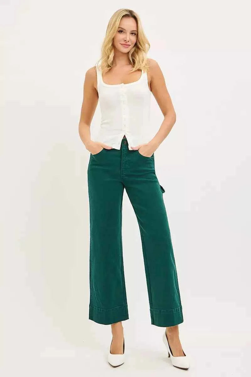 RISEN High Rise Wide Leg Pants - Tummy Control Cropped