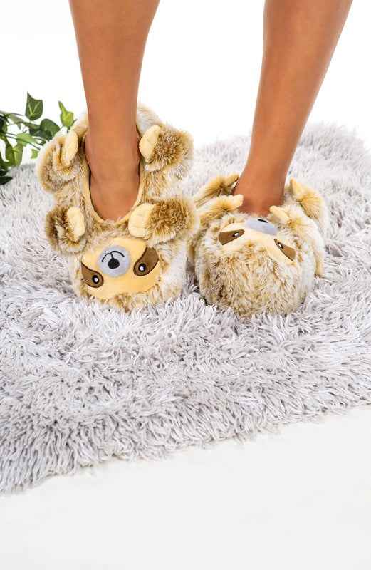 Sloth Hugs - Womens Fluffy House Slippers Shoes - Fashions Envy