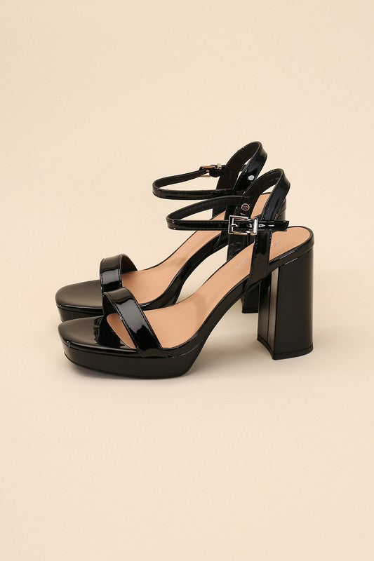 Open Toe Round Front Ankle Strap Heels