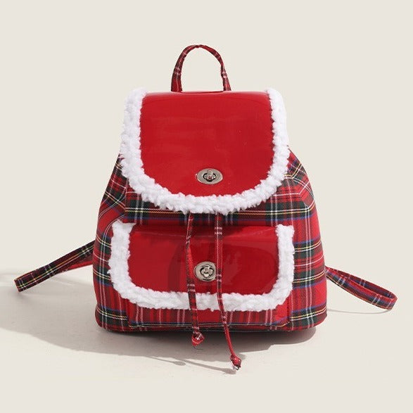Red Plaid Handbag - Lightweight Holiday Tote