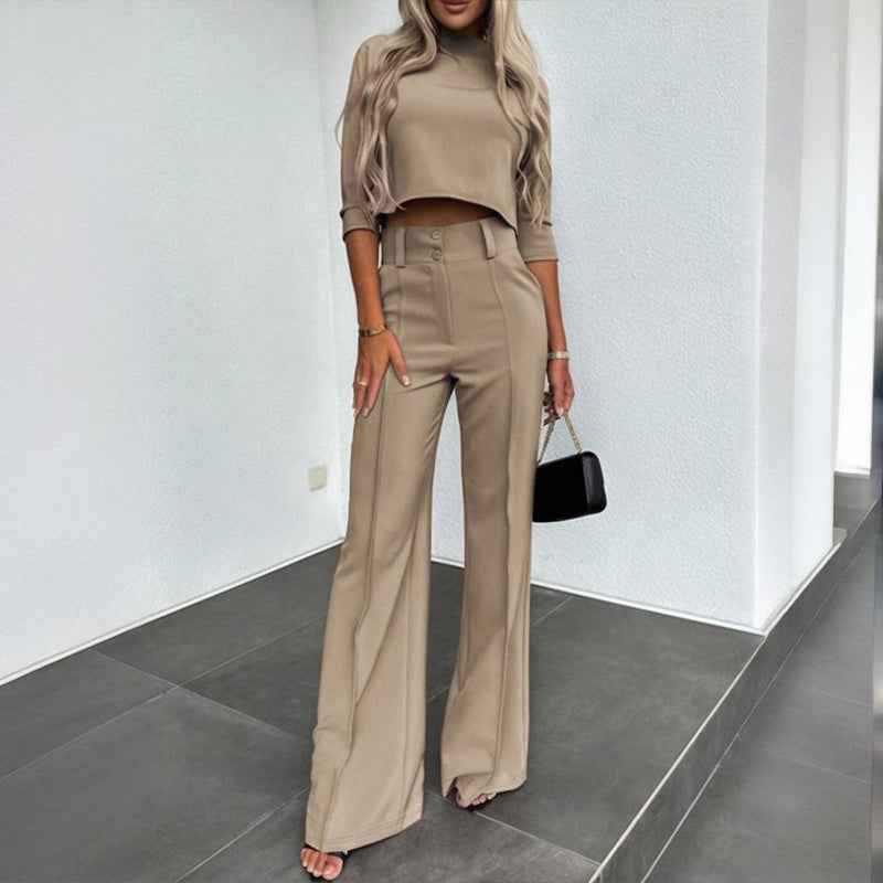 Professional Two-Piece Set - Cropped Top & Pants