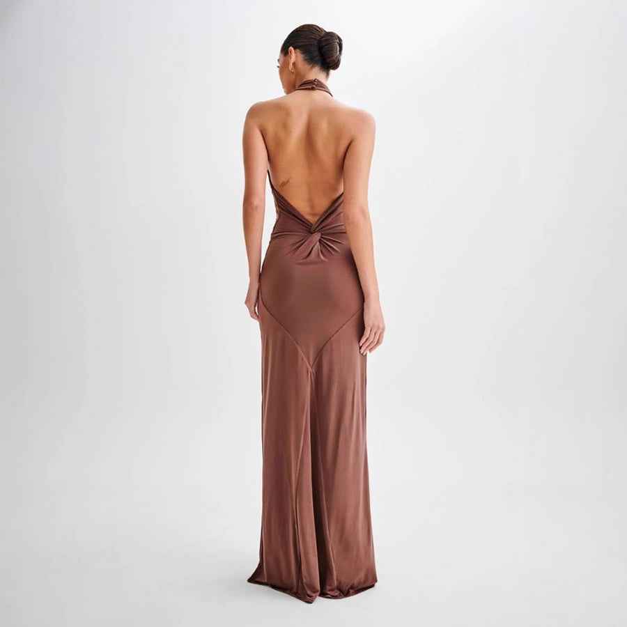 Halter Backless Maxi Dress - Elegant Formal Gown
