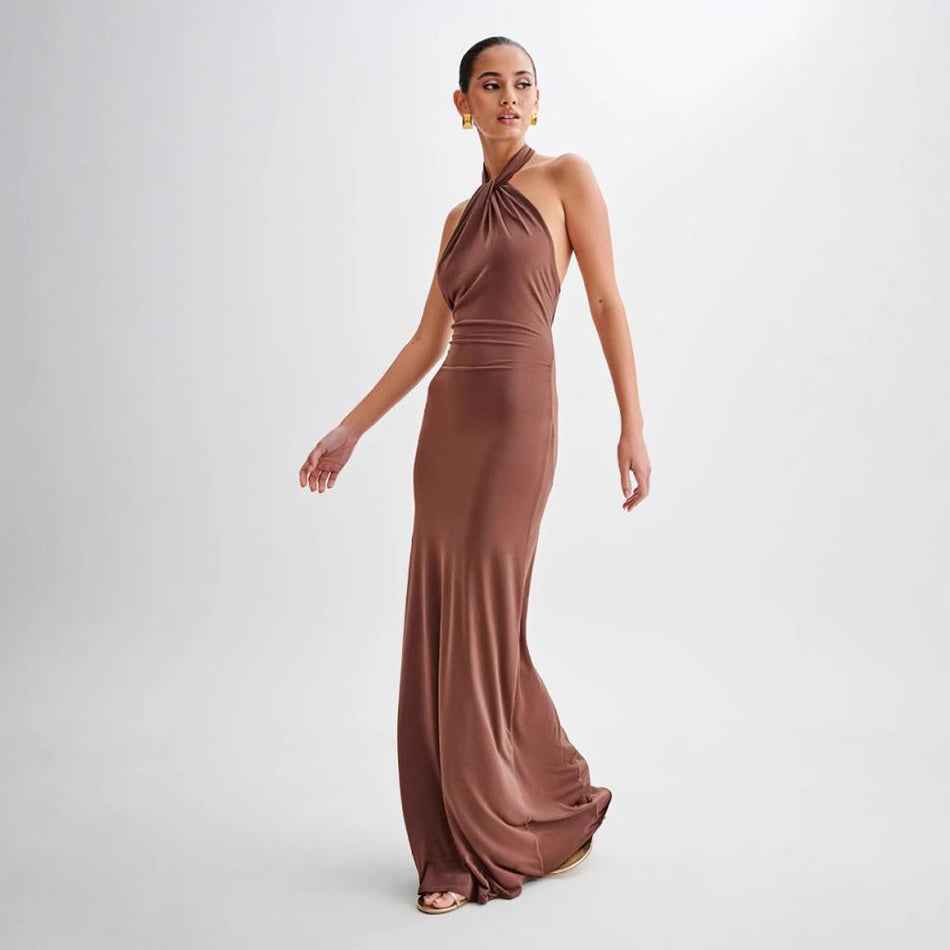 Halter Backless Maxi Dress - Elegant Formal Gown