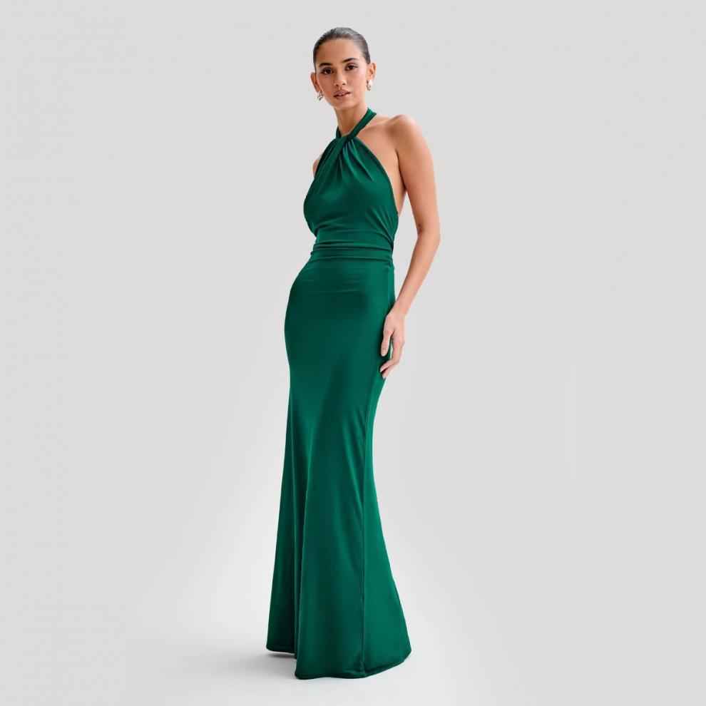 Halter Backless Maxi Dress - Elegant Formal Gown