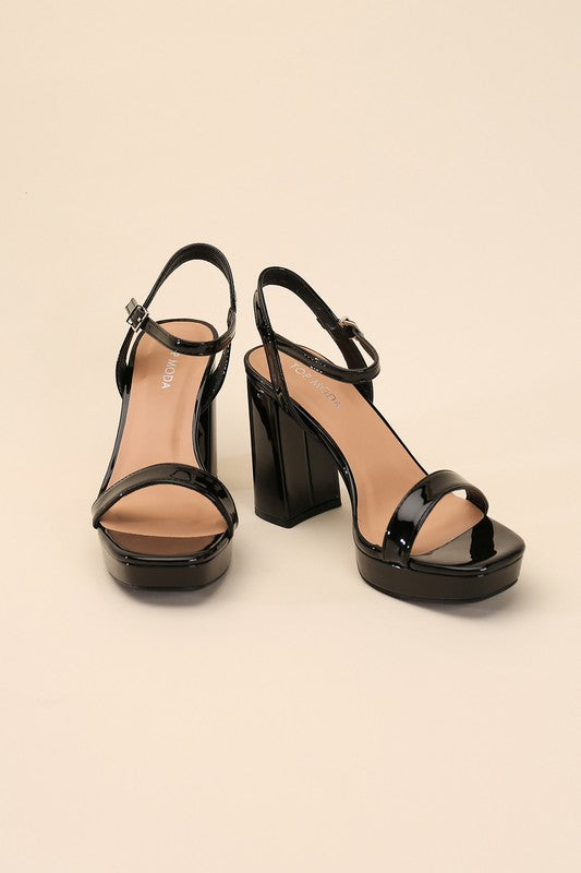 Open Toe Round Front Ankle Strap Heels