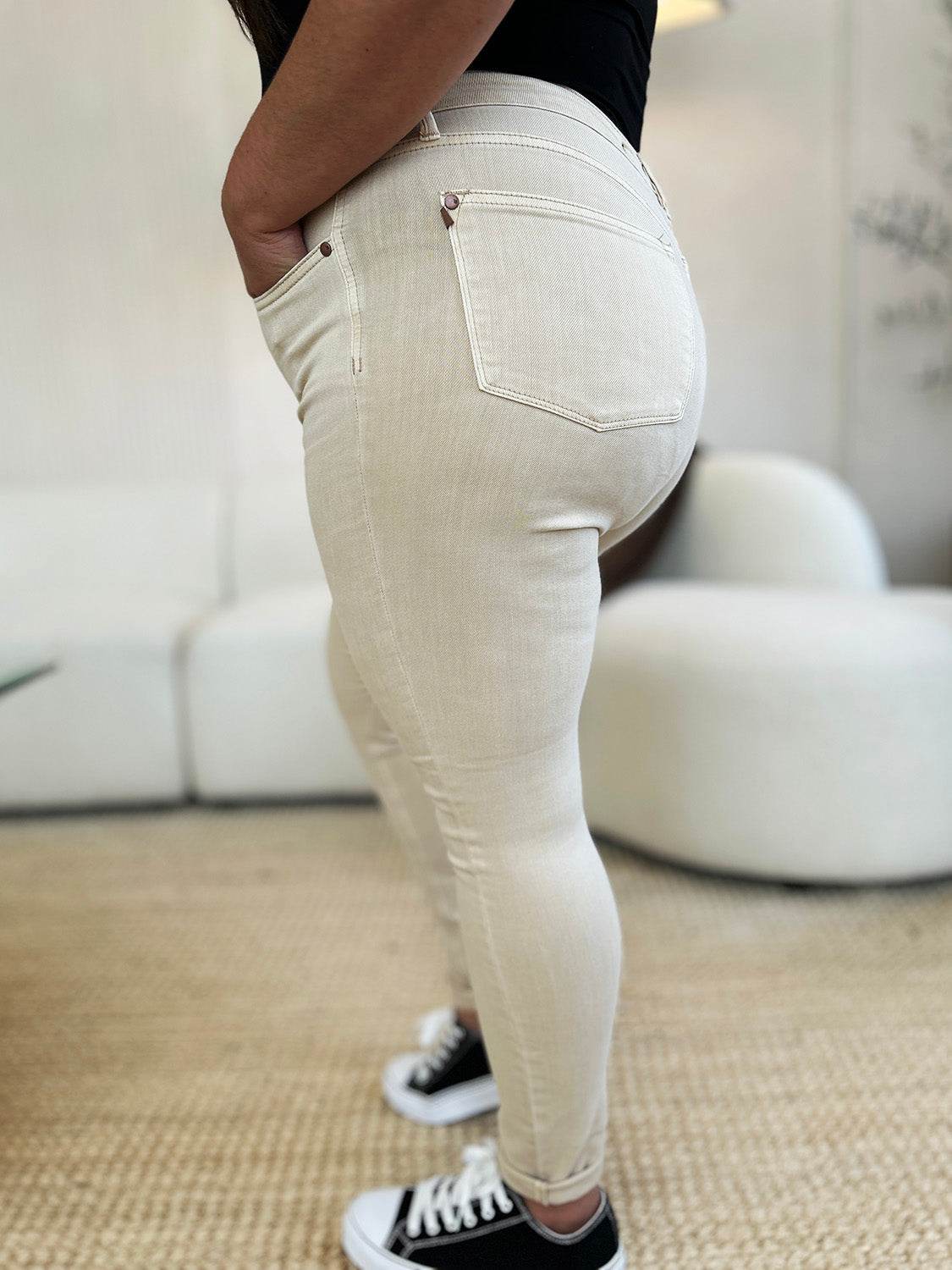 Judy Blue Full Size Garment Dyed Tummy Control Skinny Jeans - Fashions Envy