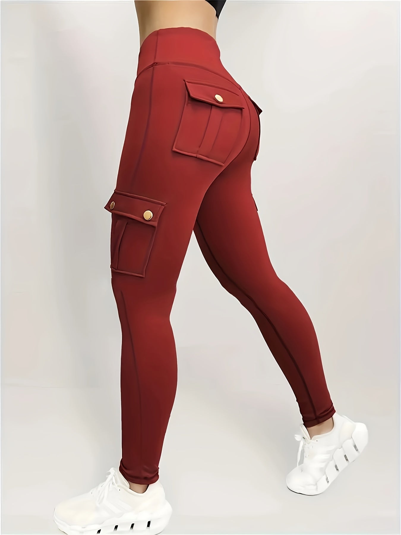 High Waisted Yoga Leggings with Pockets - Elastic Running And Sports Leggings