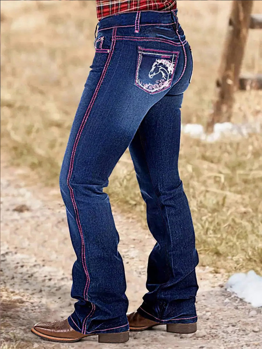 Rodeo Dreams Jeans - Western Bootcut Horse Embroidery Denim