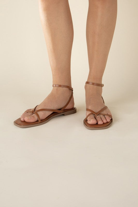 Squared Off Open Toe Flat Sandals