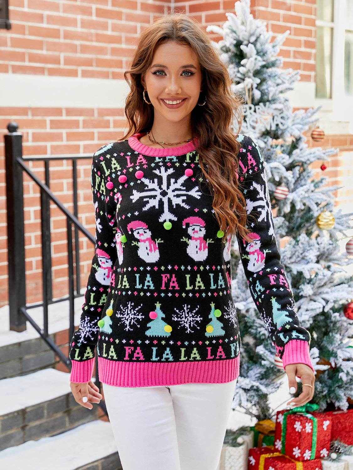 Christmas Ribbed Trim Sweater