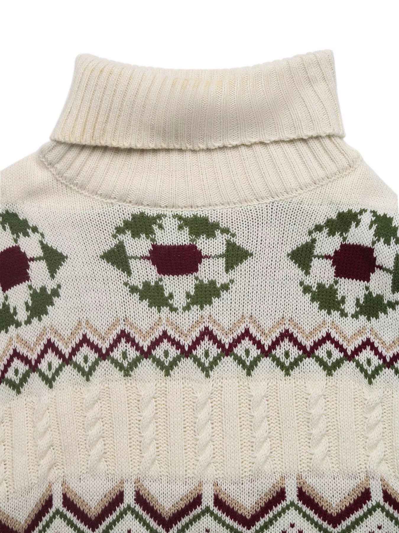 Cable Knit Turtleneck Sweater - Fair Isle Holiday Style - Fashions Envy