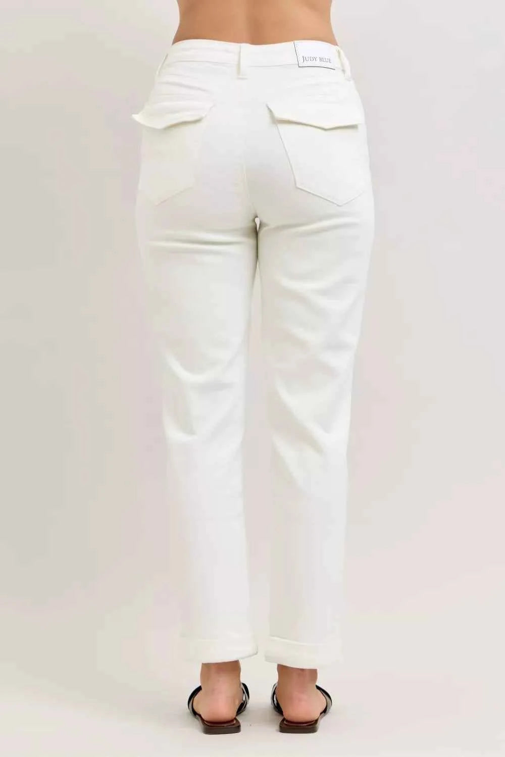 Judy Blue High Waist Jeans - White Patch Pocket Denim