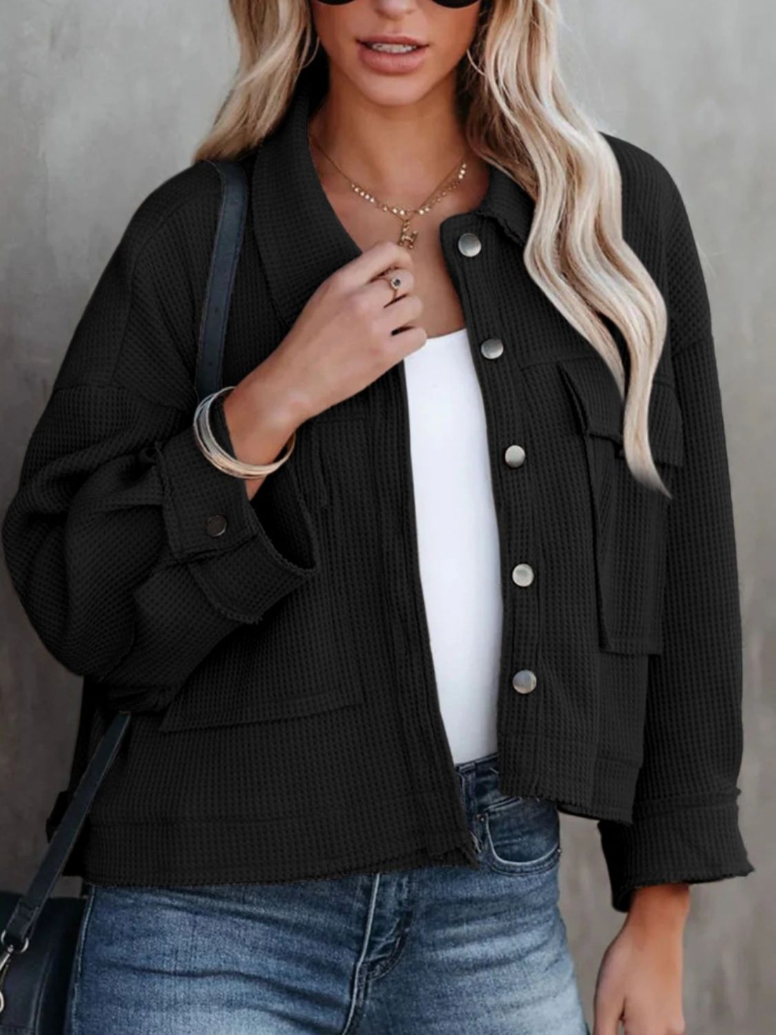 Chic Button Up Long Sleeve Jacket