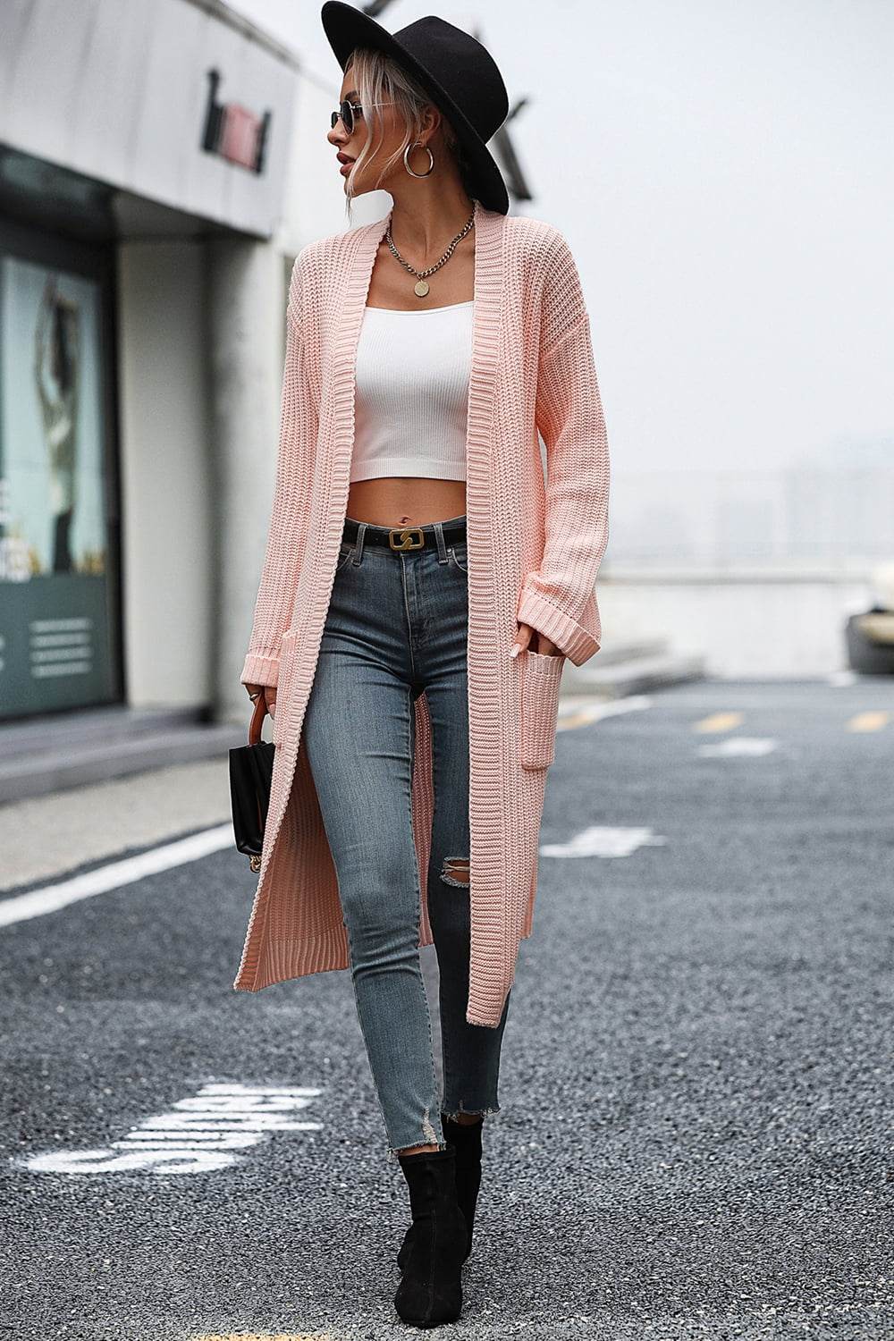 Women's Dropped Shoulder Cardigan in Cream - Fashions Envy