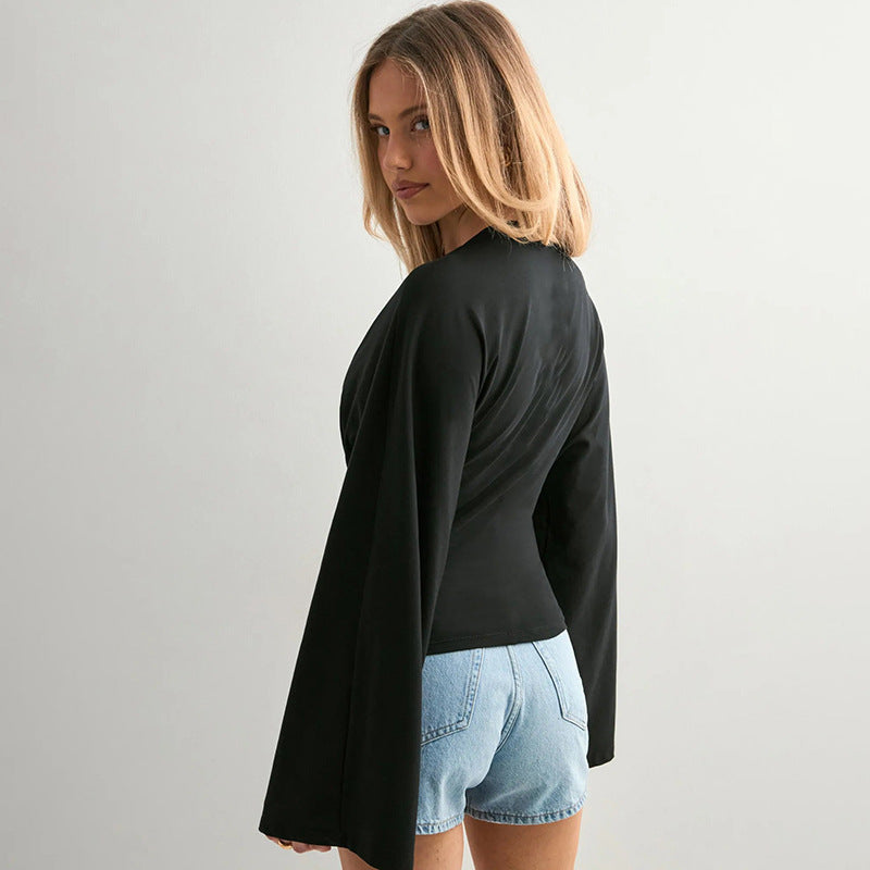 Round Neck Long Sleeve Top - Waist-Tight Fit - Fashions Envy